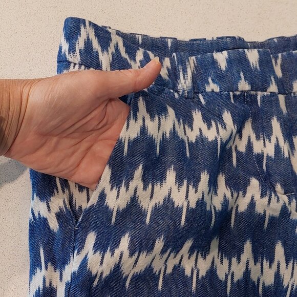 J. Crew Blue/White Ikat Zig Zag Shorts Women's Size 00 - Picture 9 of 9